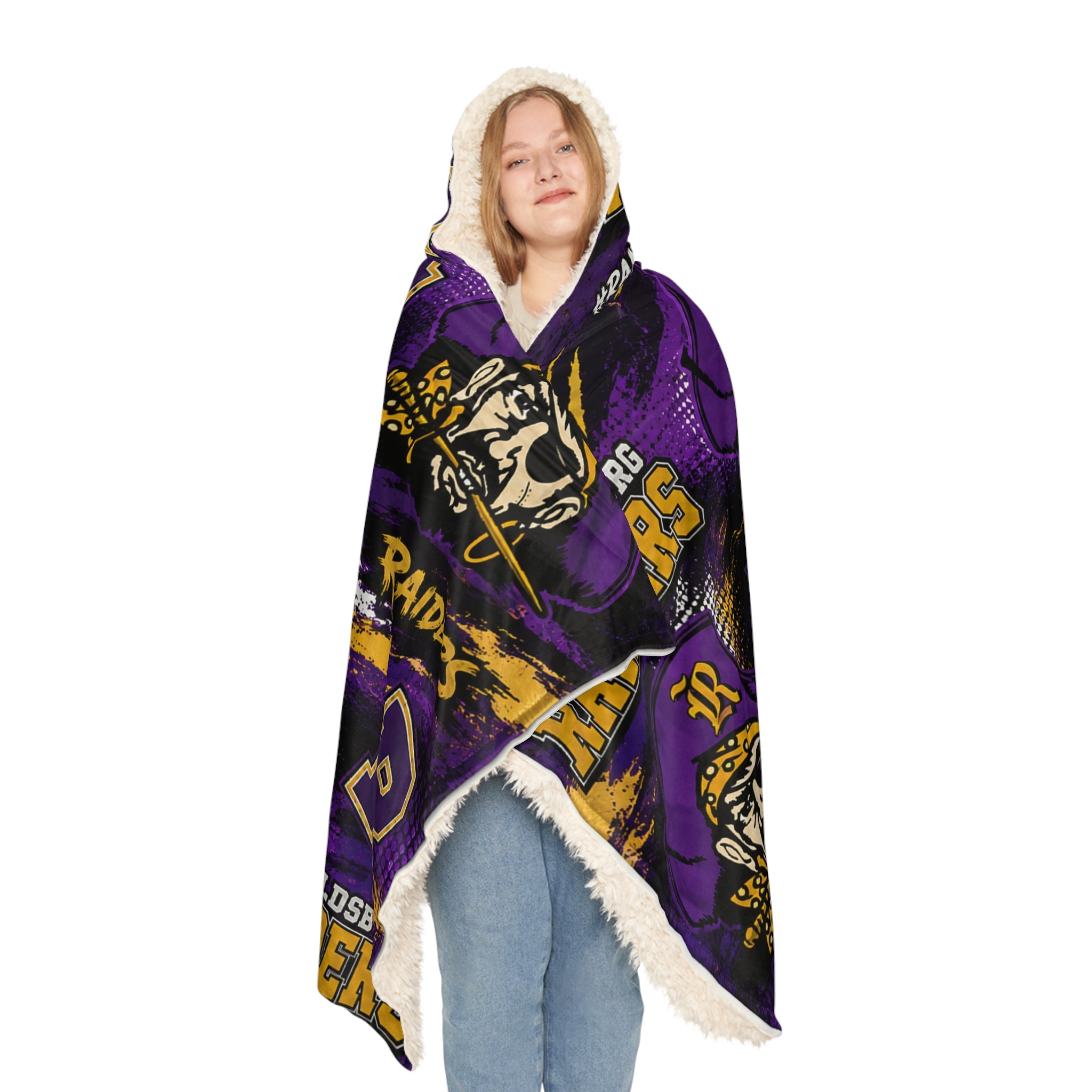 Reynoldsburg Raiders Hooded Snuggle Blanket — Purple Team Logo Fleece, #RaiderPride