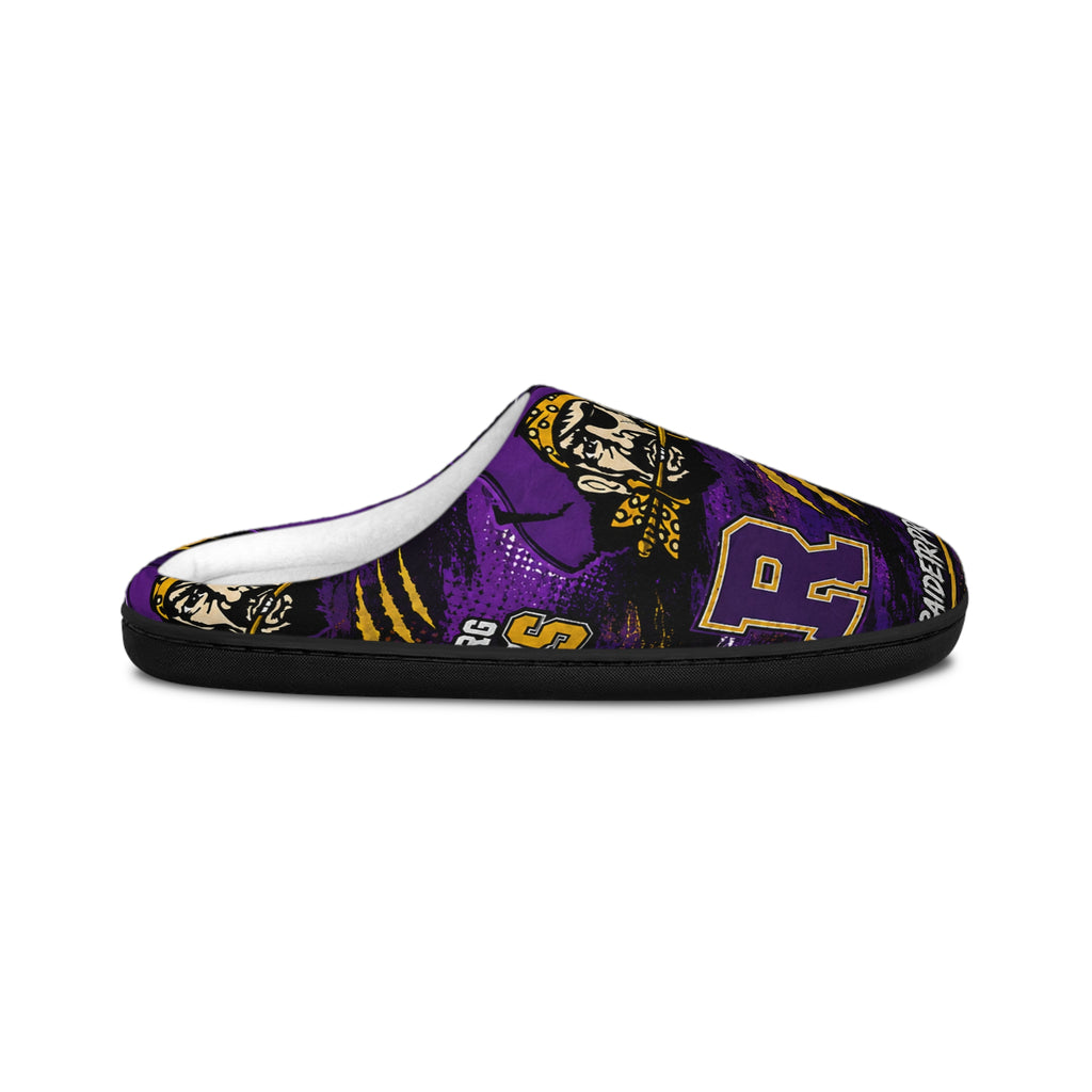 Pirate Logo Women's Indoor Slippers — Purple Team Spirit Cozy House Shoes