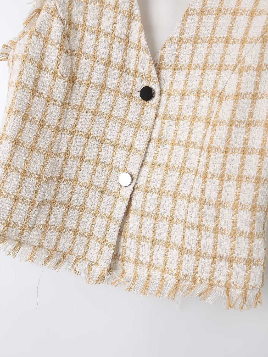 Spring Loose Plaid Straight Leg Pants Sweet Fresh Women Pants Contrast Color Tassel Shorts