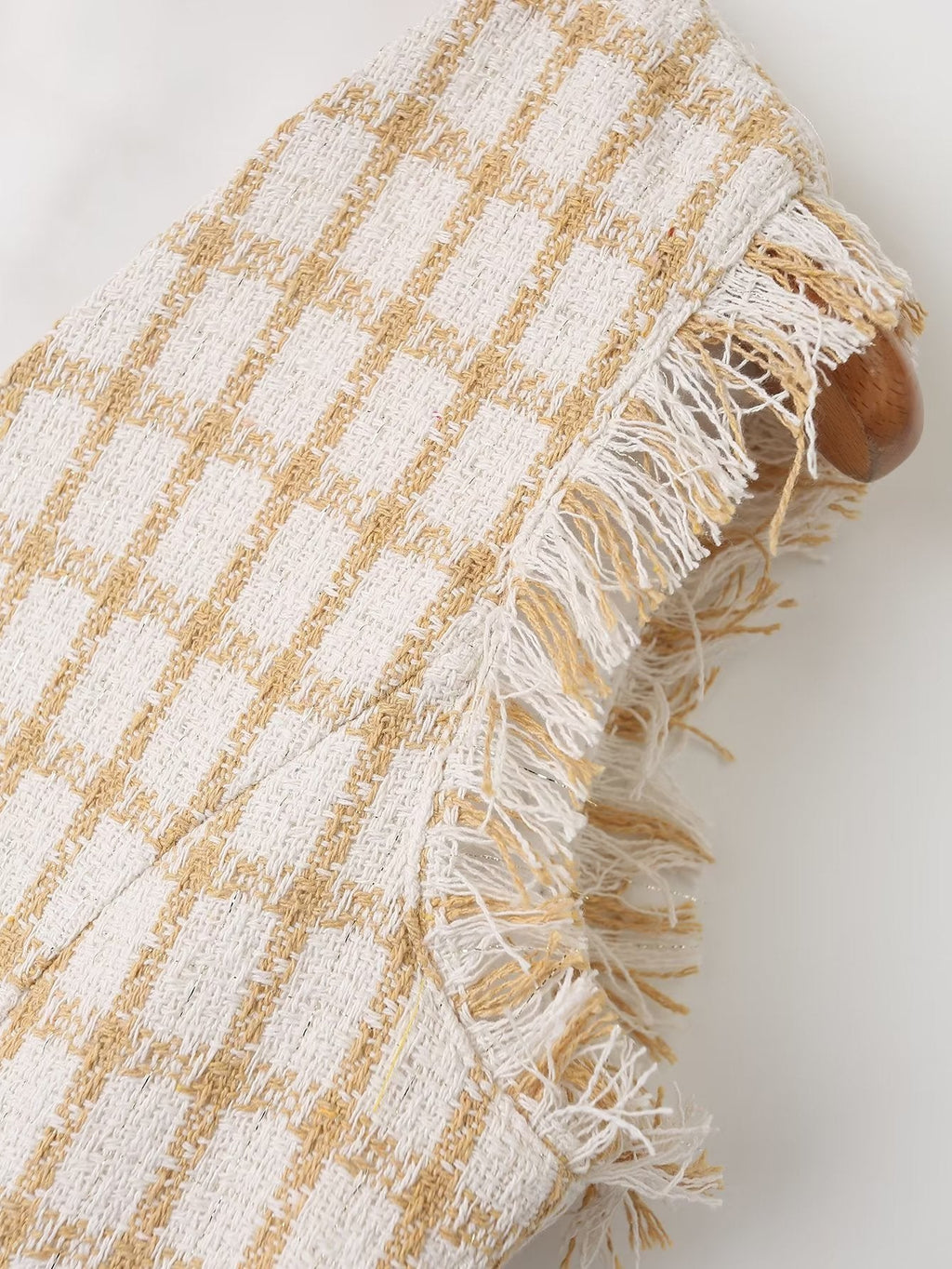 Spring Loose Plaid Straight Leg Pants Sweet Fresh Women Pants Contrast Color Tassel Shorts