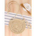 Cute Bowknot Crossbody Woven Bag Handmade Crochet round Straw Bag Women Bag Beach Bag