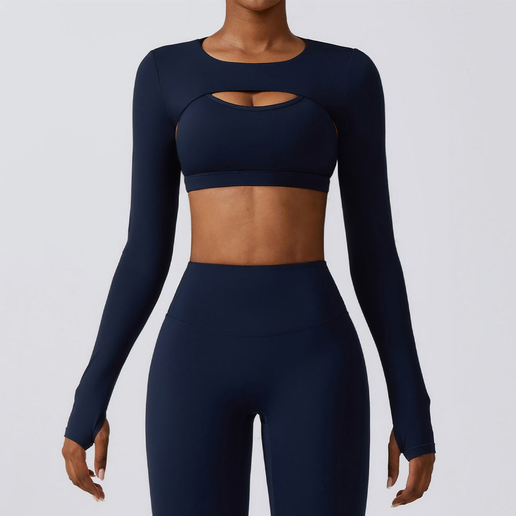 Sollinarry Outer Wear Sports Waistcoat Long Sleeved Shawl Yoga Clothes Nude Feel Workout Clothes Top Running Sports Blouse