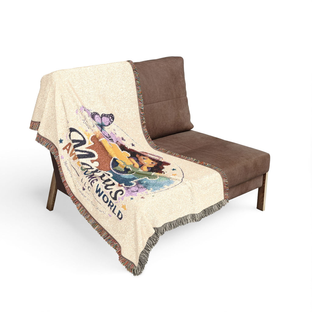 Personalized Kids Puzzle Blanket — "Malia's Awesome World" Woven Throw