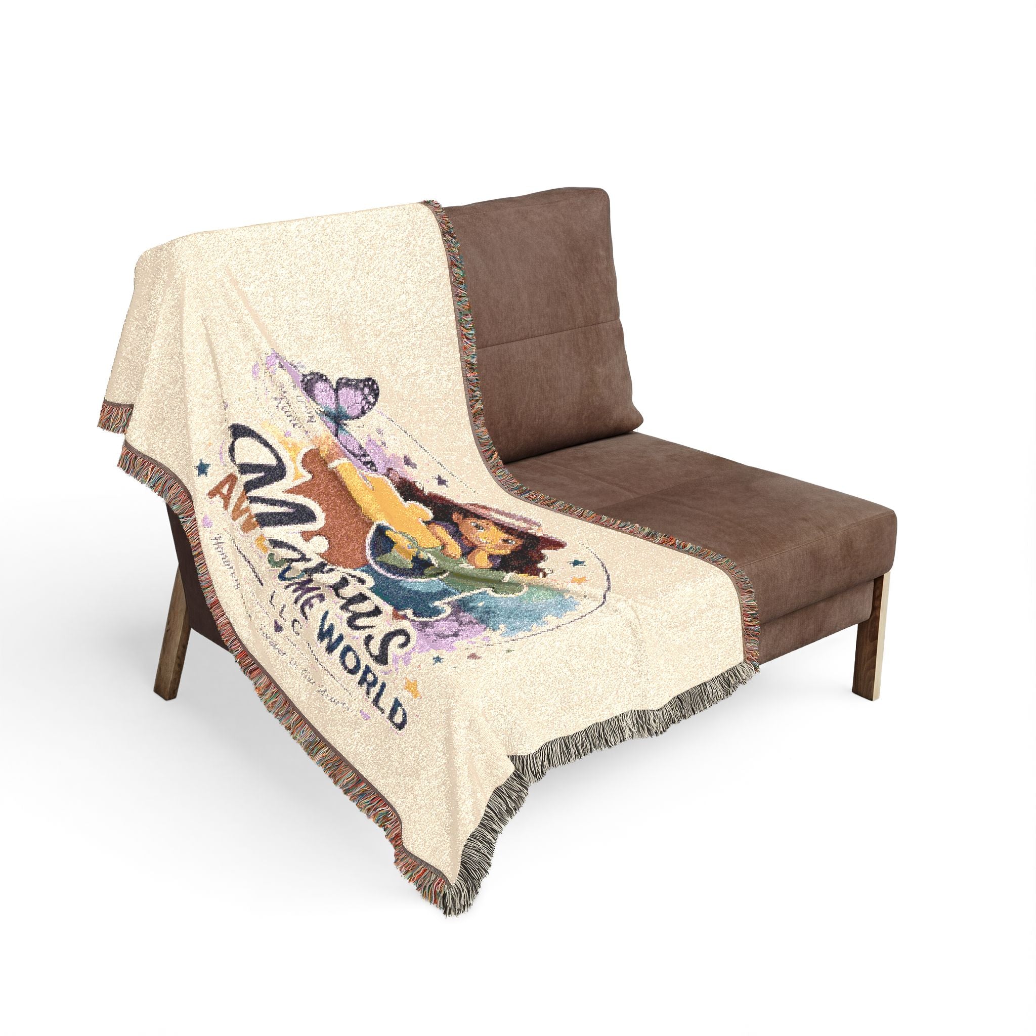 Personalized Kids Puzzle Blanket — "Malia's Awesome World" Woven Throw