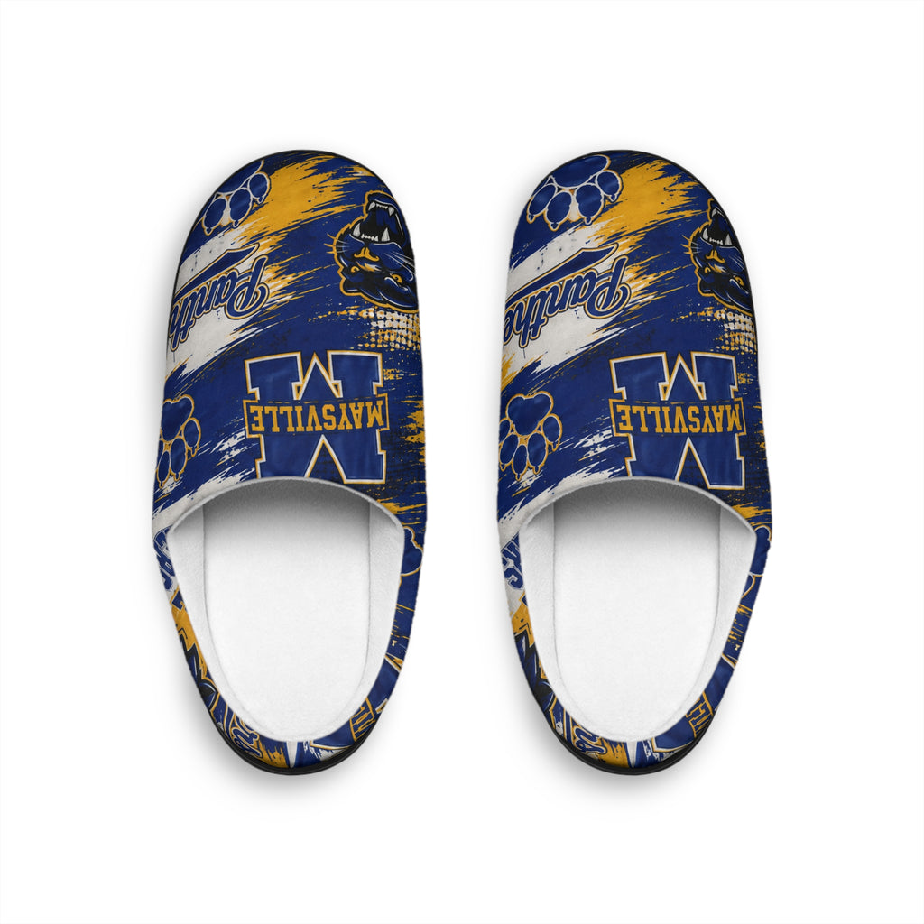 Mayville Panthers Men’s Indoor Slippers — Blue & Gold Mascot Comfort