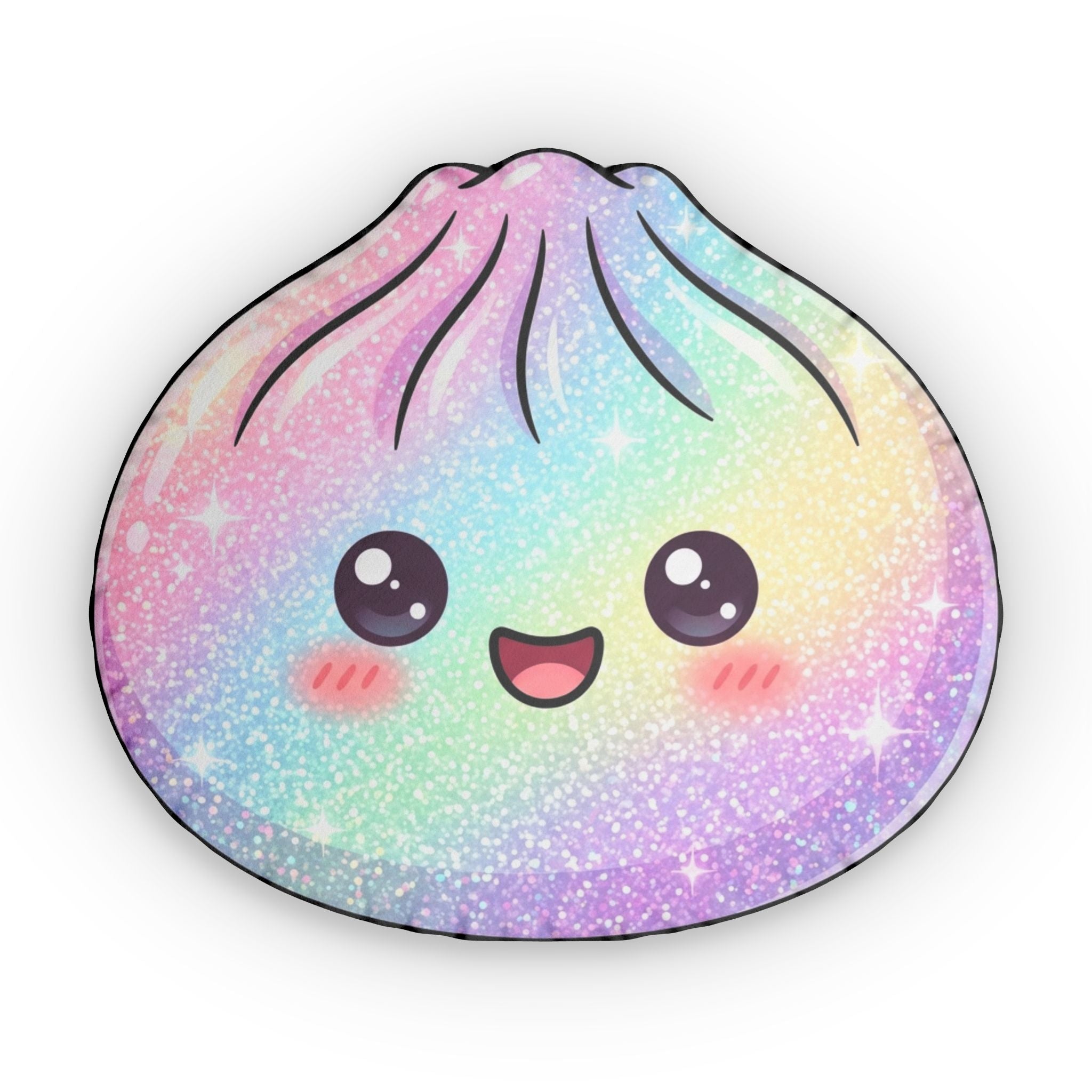 Kawaii Rainbow Dumpling Pillow — Cute Glitter Pastel Plush Accent