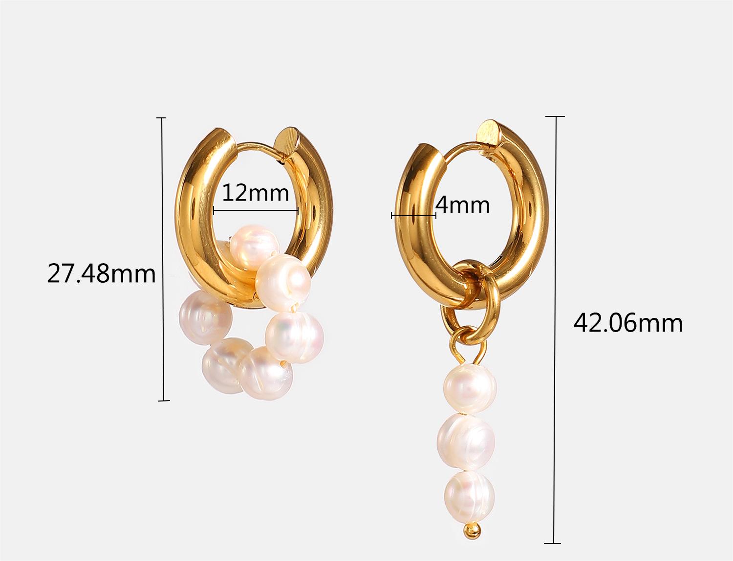 Earrings Wearring 18K Gold Plated Asymmetric Natural Fresh Water Pearl Embellished Ear Ring Earrings Jewelry Accessories