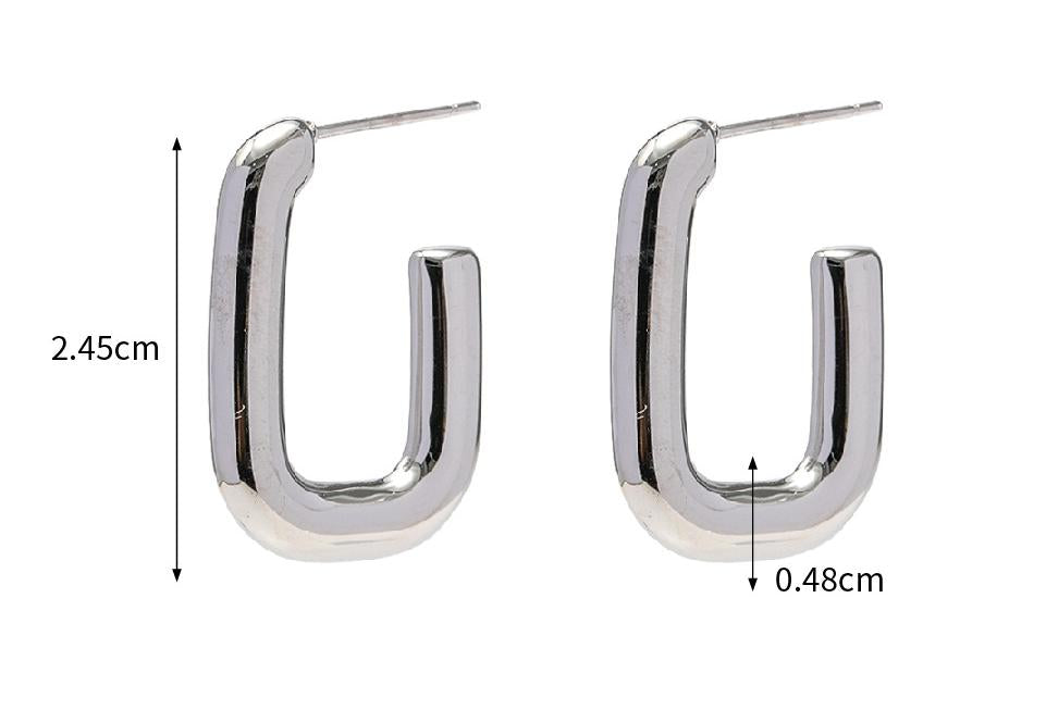 Steel Color Stainless Steel French Glossy Hollow Out Cutout Earrings Mesh Red Blogger Same Hoop Earrings Women Accessories