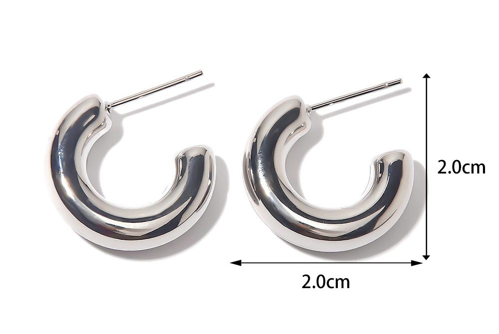 Steel Color Stainless Steel French Glossy Hollow Out Cutout Earrings Mesh Red Blogger Same Hoop Earrings Women Accessories