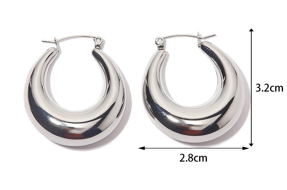 Steel Color Stainless Steel French Glossy Hollow Out Cutout Earrings Mesh Red Blogger Same Hoop Earrings Women Accessories
