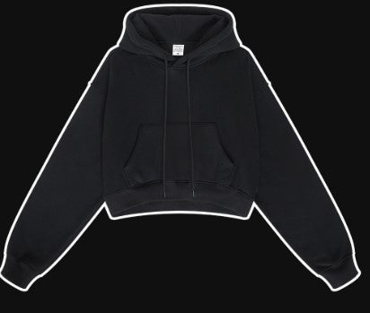 Clothing Autumn Winter Retro Hooded Pullover Women's Fleece-lined Thickened Sexy Short Women's Sweatshirt