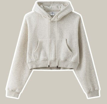 Clothing Autumn Winter Retro Hooded Pullover Women's Fleece-lined Thickened Sexy Short Women's Sweatshirt
