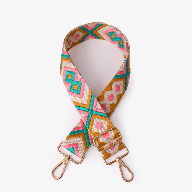 Purse Chain Wide Shoulder Strap Crossbody Bag with Ethnic Contrast Color Backpack Accessories All Match Single Shoulder Crossbody Bag Strap