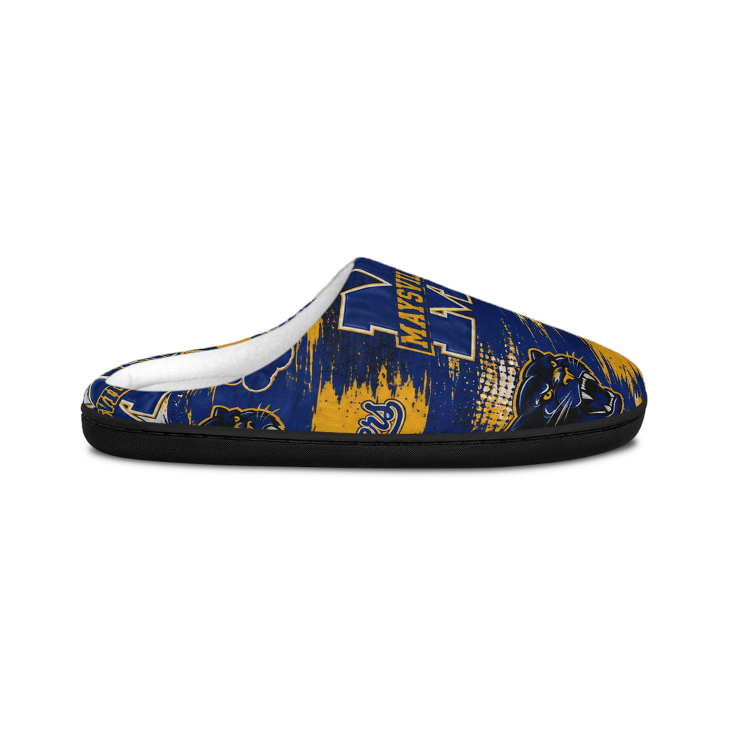 Mayville Panthers Men’s Indoor Slippers — Blue & Gold Mascot Comfort