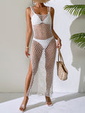 Summer Seaside Vacation Beach Casual Solid Color Knitted Spaghetti Straps Knitted Blouse Dress