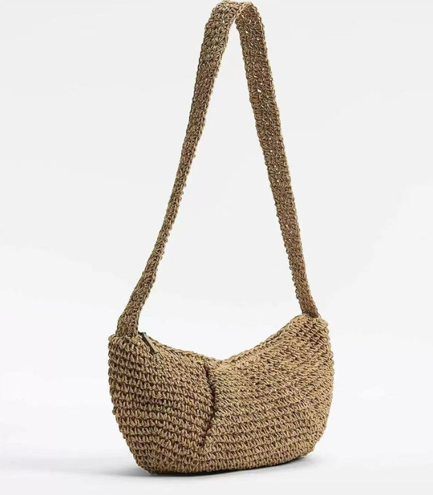 Casual Crossbody Straw Bag Niche Dumpling Bag Woven Bag Vacation Beach Bag All Match Chest Bag