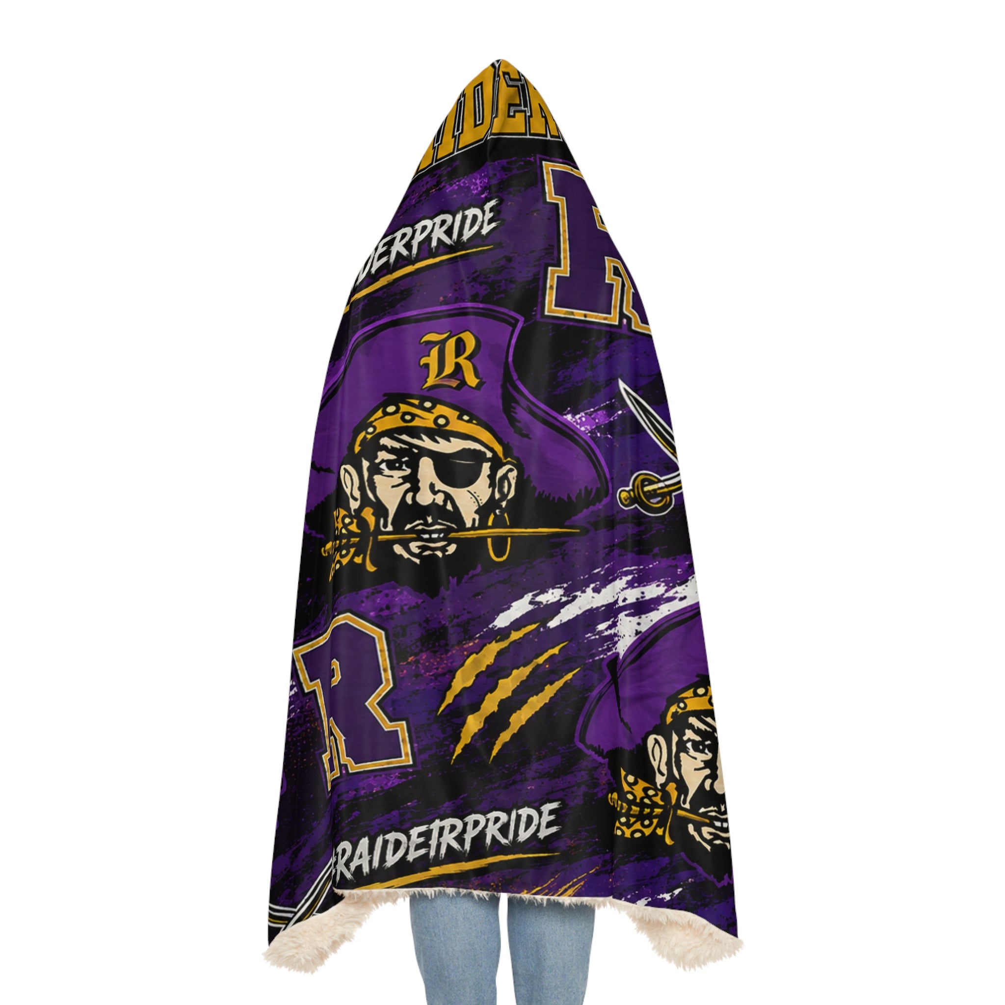 Reynoldsburg Raiders Hooded Snuggle Blanket — Purple Team Logo Fleece, #RaiderPride