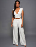 Summer High Waist Solid Color Casual Women Clothing V Neck Sleeveless Sexy Slim Fit Bodysuit