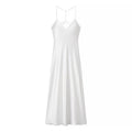 Summer Women Elegant Back Sling Silk Satin Midi Suspender Dresses