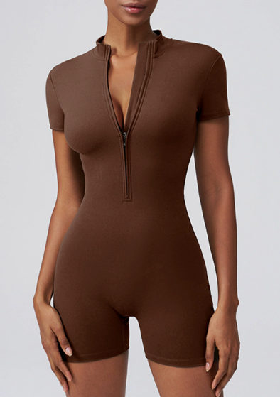 One Piece Workout Clothes Quick Drying High Elasticity No Embarrassment Line Zipper Outer Wear Running Yoga Romper