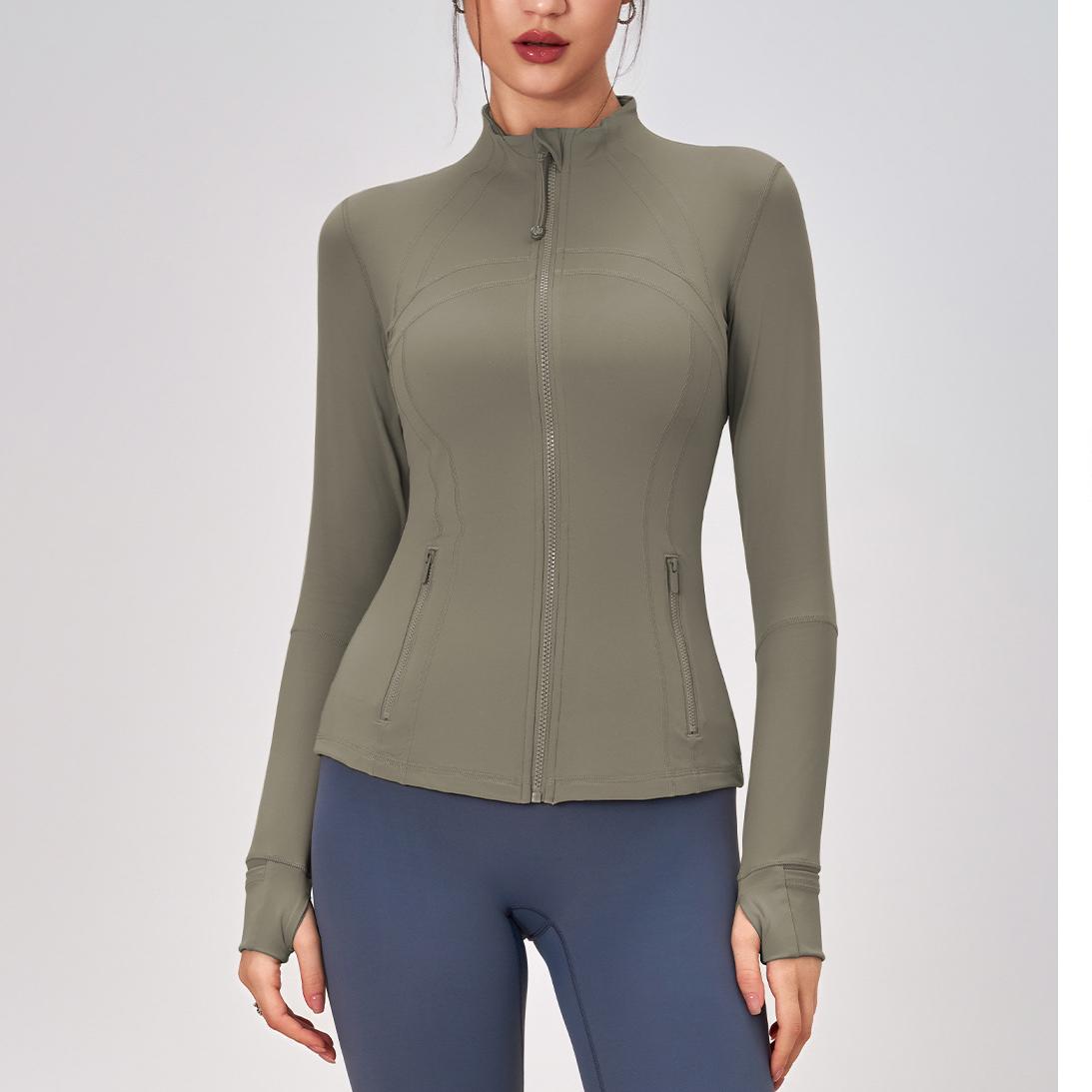Sports Coat for Women Autumn Winter Zipped Stand Collar Slim Fit Sports Outdoor Long Sleeve Yoga Sports Women Coat Autumn