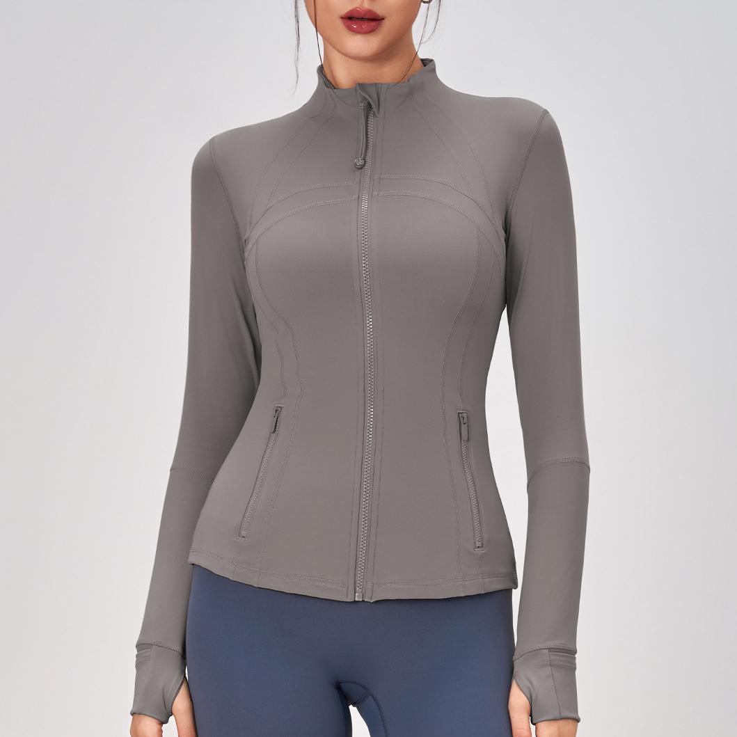 Sports Coat for Women Autumn Winter Zipped Stand Collar Slim Fit Sports Outdoor Long Sleeve Yoga Sports Women Coat Autumn