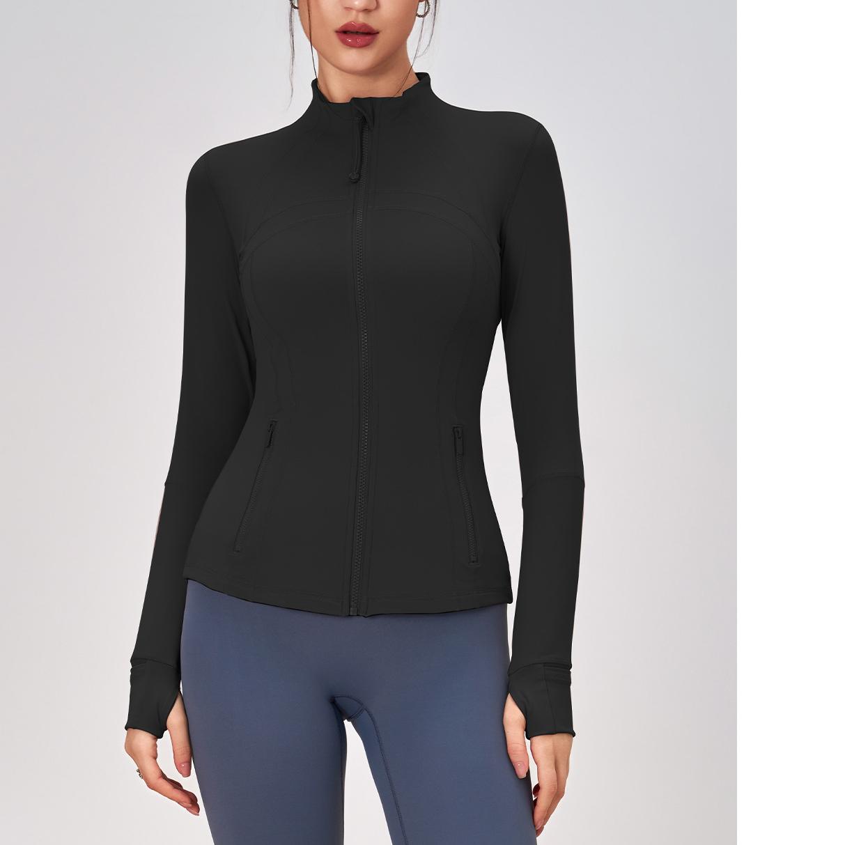 Sports Coat for Women Autumn Winter Zipped Stand Collar Slim Fit Sports Outdoor Long Sleeve Yoga Sports Women Coat Autumn