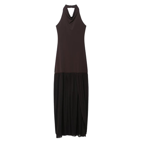 Autumn Women Clothing Sexy Sexy Stitching Halter Dress