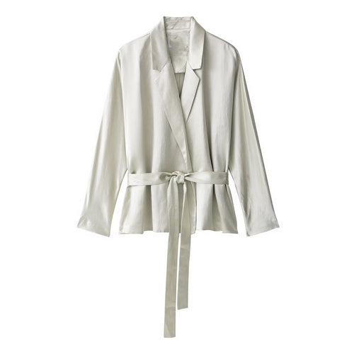 Autumn Women Clothing Fashionable Elegant Blazer Satin Pants Two Piece Sets