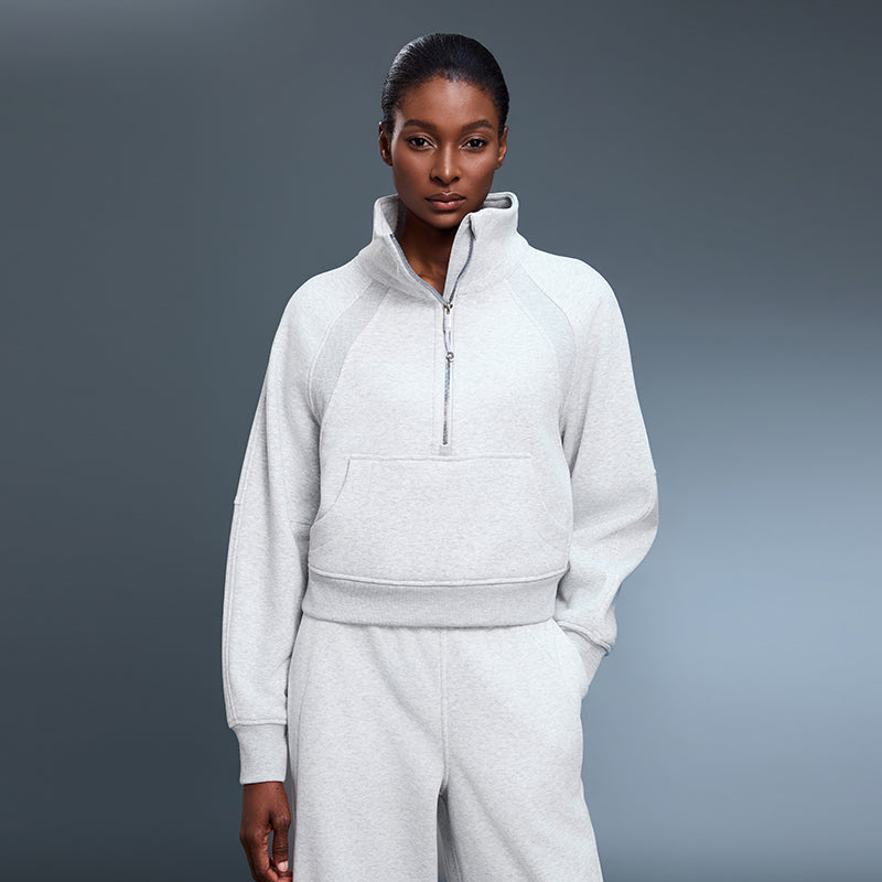 Sports Sweater Women Autumn Winter Fleece lined Half Open Zipper Turtleneck Pullover Outer Wear Warm Jacket