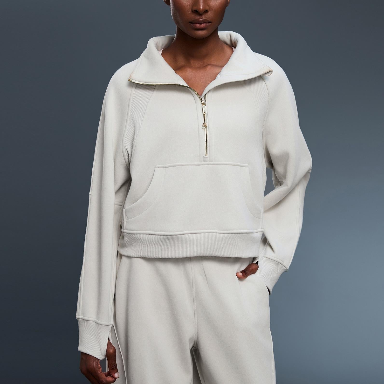 Sports Sweater Women Autumn Winter Fleece lined Half Open Zipper Turtleneck Pullover Outer Wear Warm Jacket