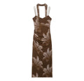 Women Clothing Printed Slim Figure Flattering Side Slit Dress