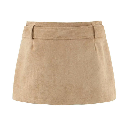 Autumn Vintage Belt Slim Fit Sheath A line Skirt with Safety Pants Skirt
