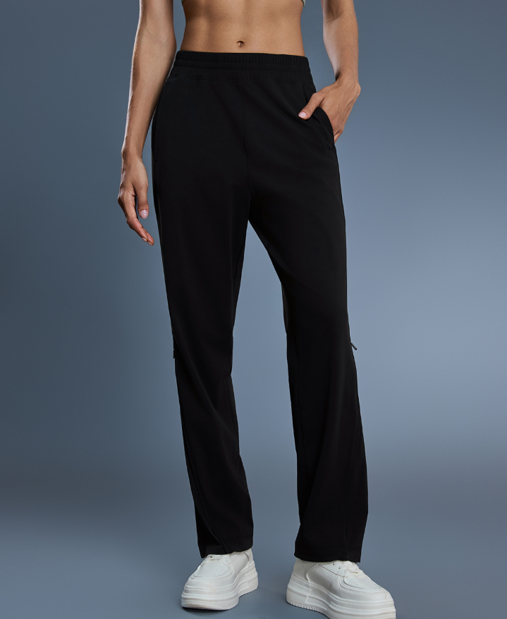 Casual Sports Pants Women Solid Color All Matching Thin Breathable Zipper Trousers Two Way Wear Workout Running Pants