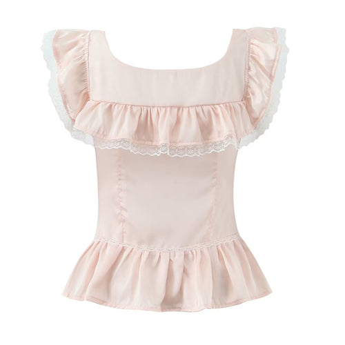 Atmosphere Lace Sleeveless Small Top Niche Lace up Waist Tight Sexy Short Sexy Shirt Vest