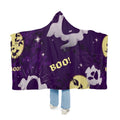 Halloween Boo Hooded Blanket – Purple Ghosts & Moon Snuggle Throw