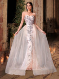 High Grade Tube Top Boning Corset Waist Tight Evening Dress Light Luxury Sequined Embroidered Party Dress Slim Fit Trailing Dress