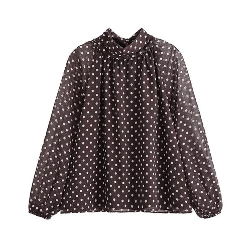 Autumn Bowknot Decoration Polka Dot Printed Shirt