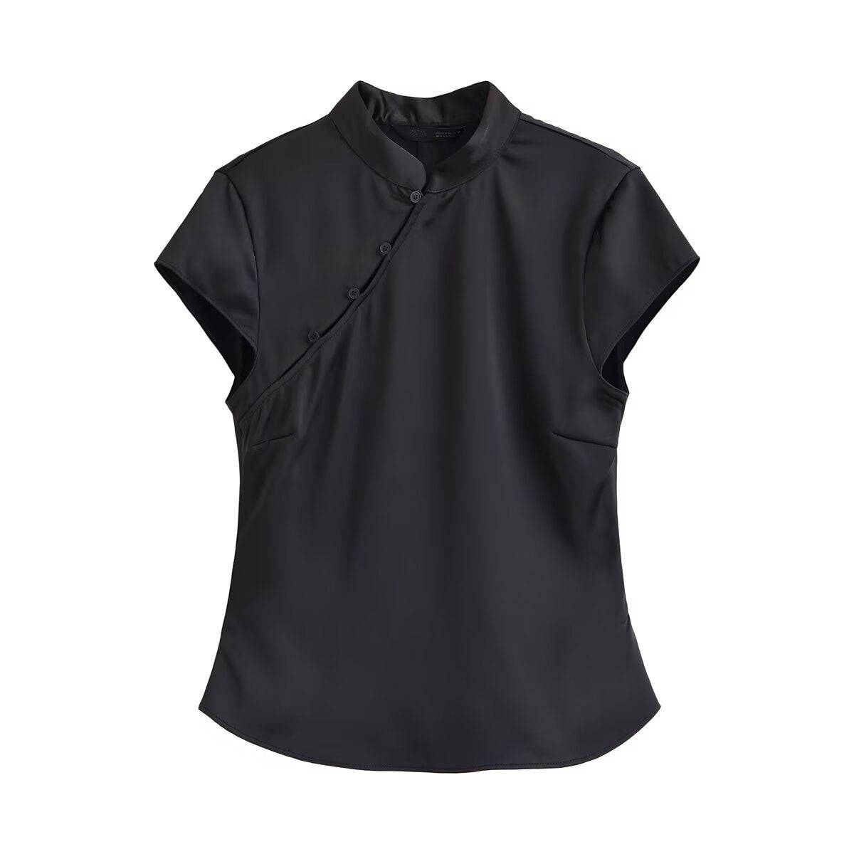 Spring Women Sexy Sexy Button Decoration Silk Satin Top