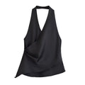 Summer Top Product Graceful Satin Irregular Asymmetric Sleeveless Halter Easy Matching Sling Top