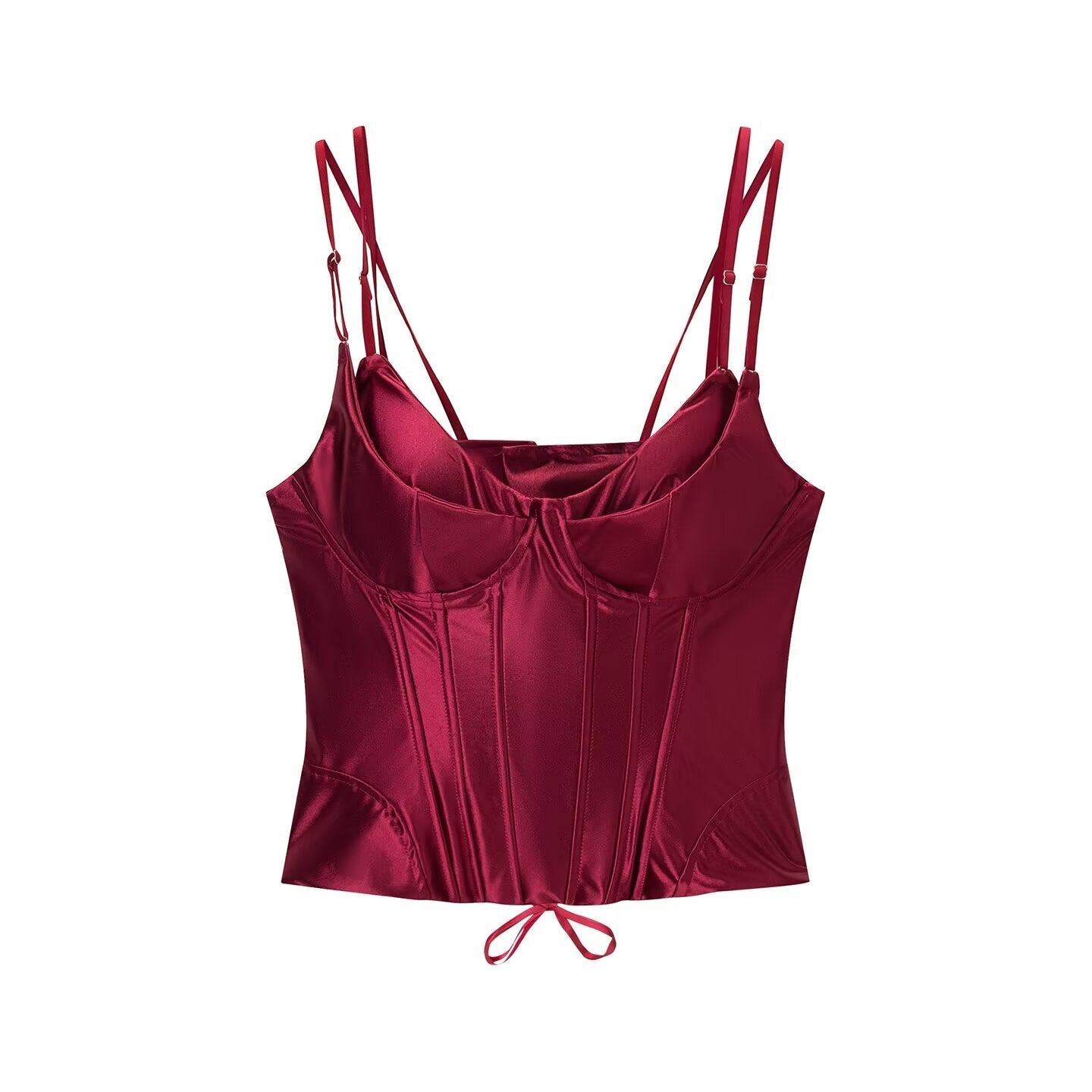 Summer Women Clothing All Match Solid Color Sleeveless Slimming Satin Spaghetti Strap Camisole Top