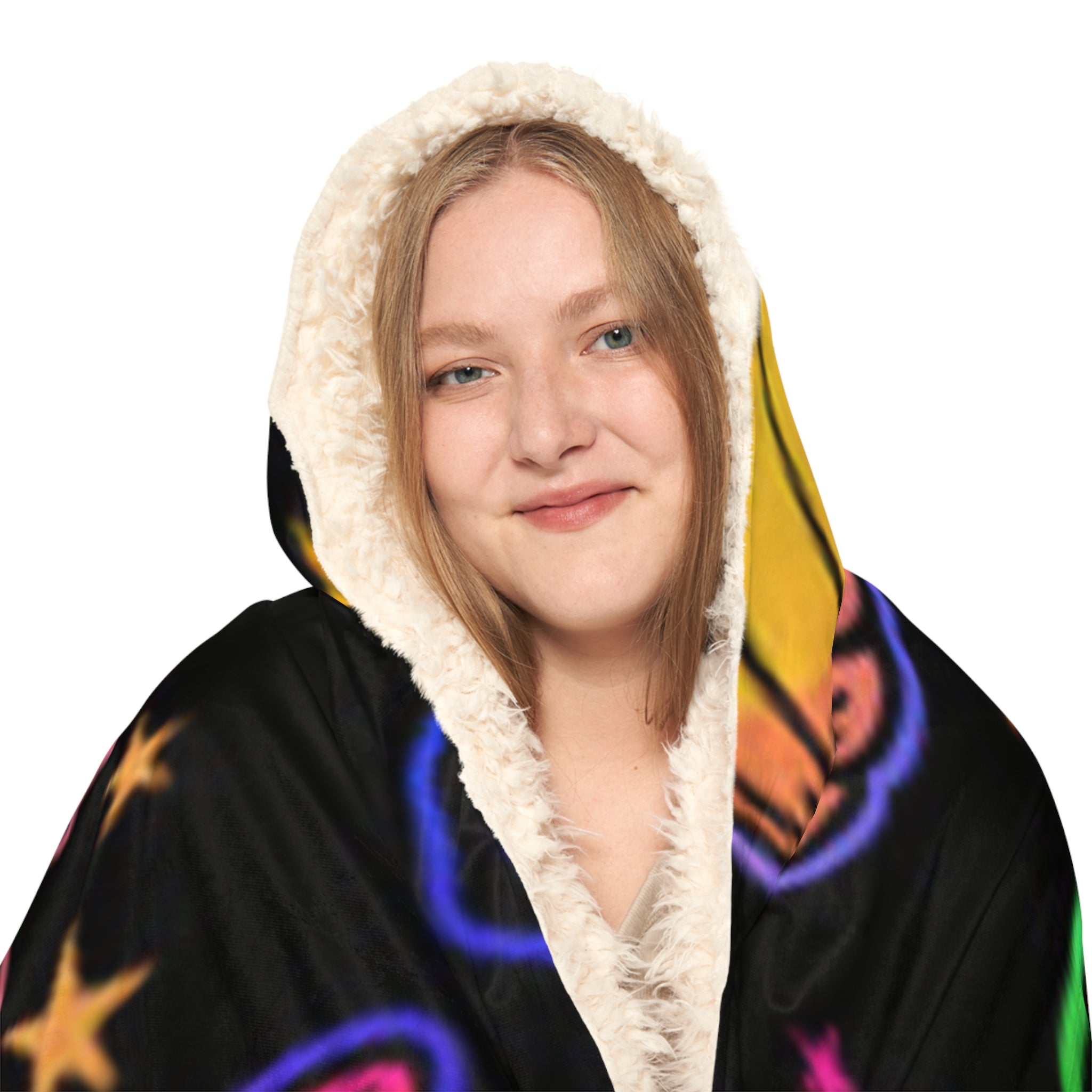 Halloween Cat Snuggle Blanket – Neon Witch Kitty Plush Throw with Pumpkins