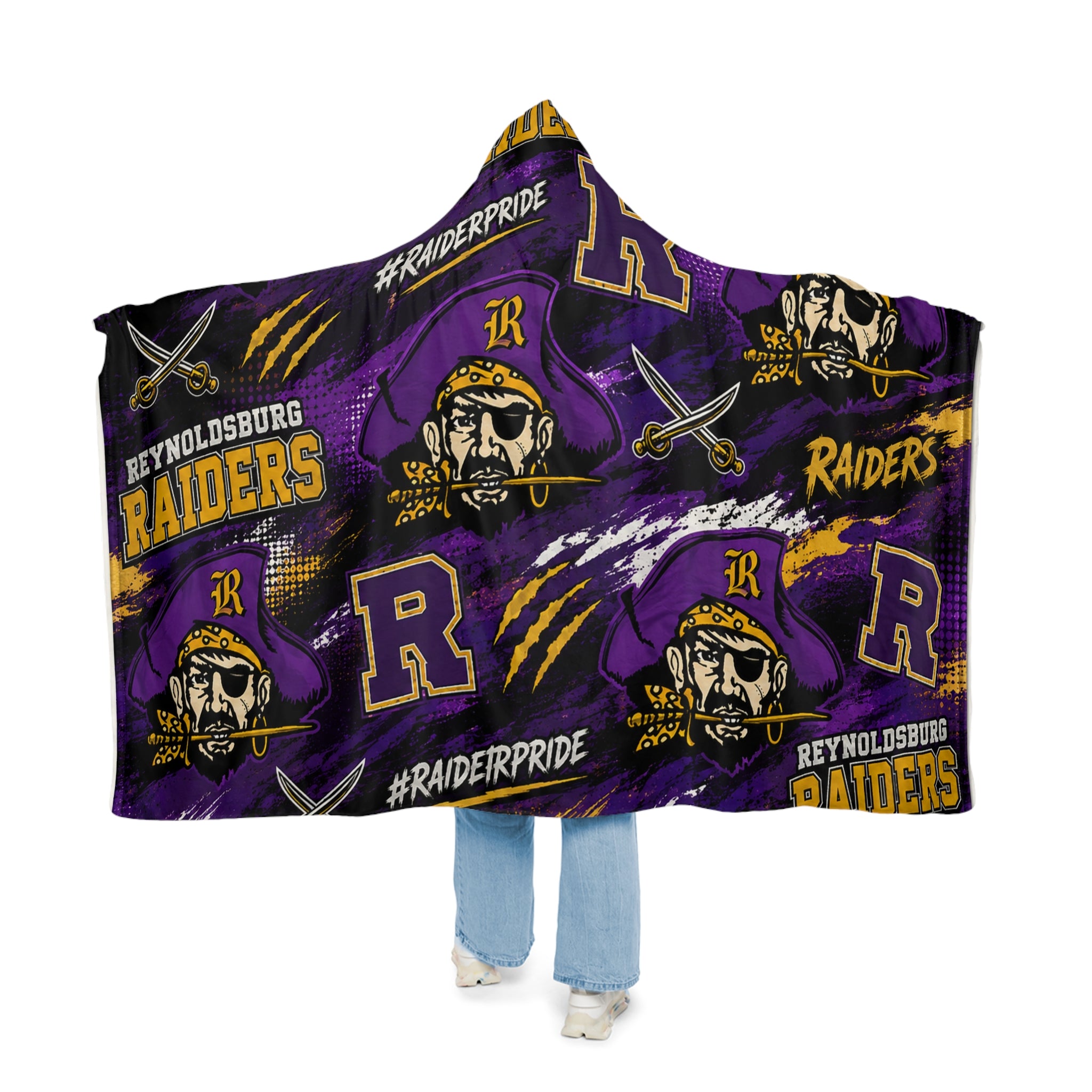 Reynoldsburg Raiders Hooded Snuggle Blanket — Purple Team Logo Fleece, #RaiderPride