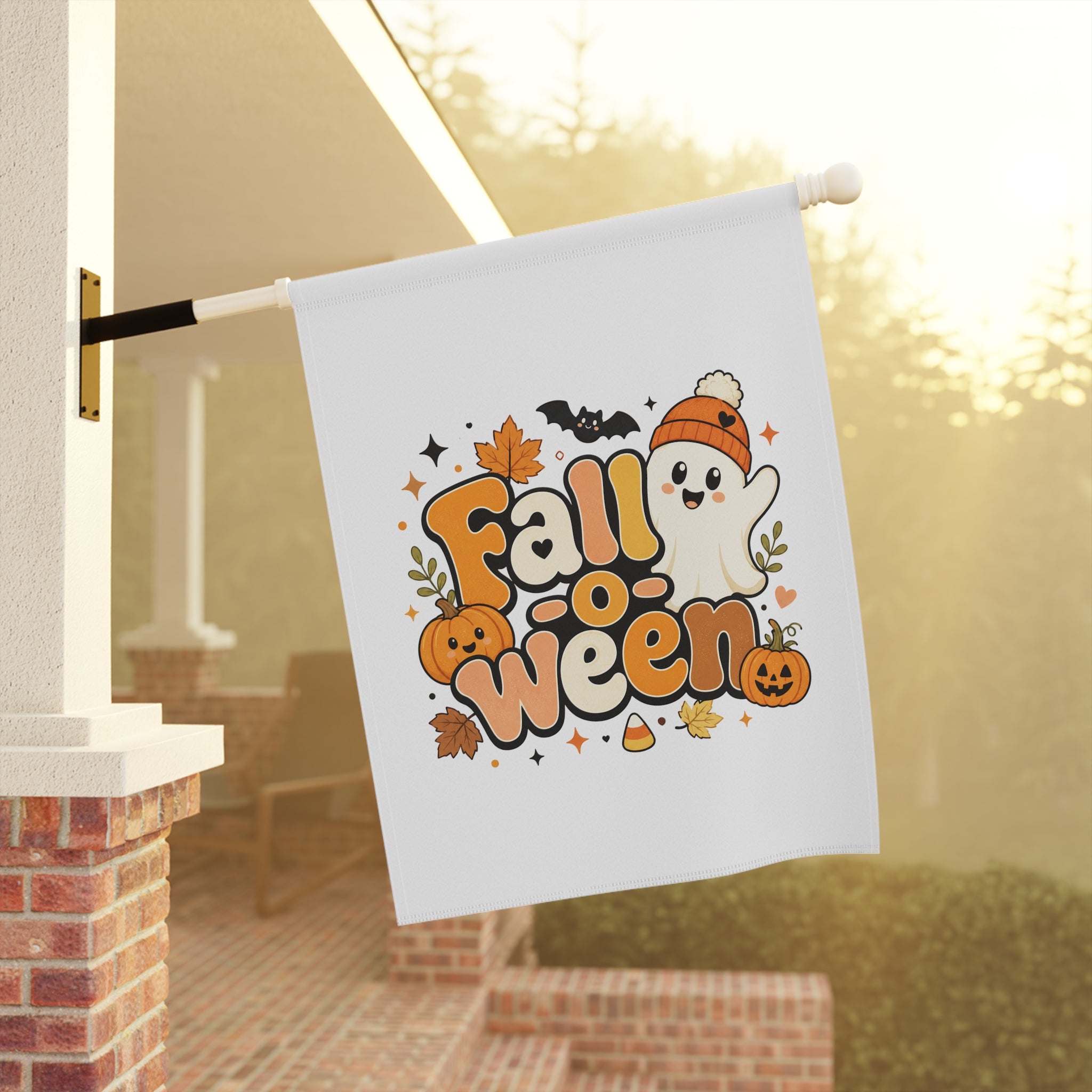 Halloween Ghost Garden Flag — Cute Fallween Pumpkin Decor