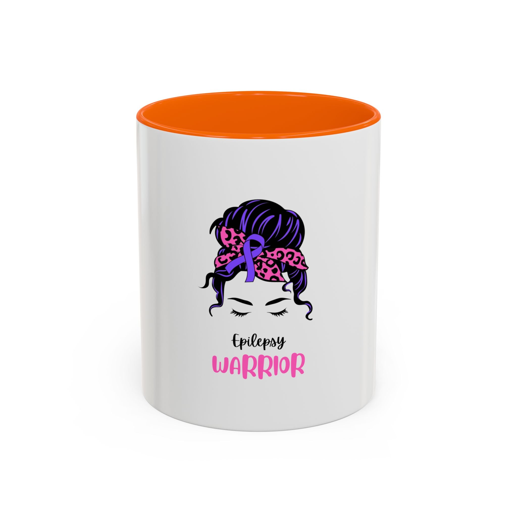 Epilepsy Warrior Coffee Mug — Awareness Ribbon Hair Bun Design (11/15 oz)