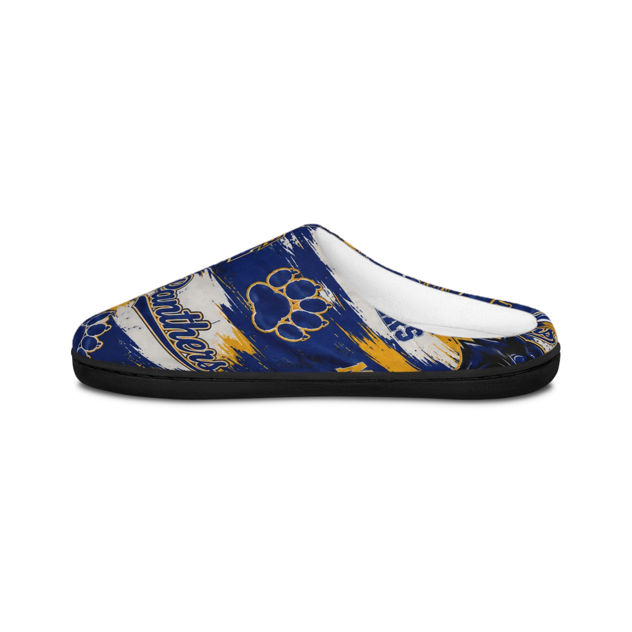 Maysville Women’s Indoor Slippers — Cozy Blue & Gold Mascot Pattern