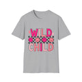 Wild Child T-Shirt — Pink Checkerboard Smiley Retro Tee