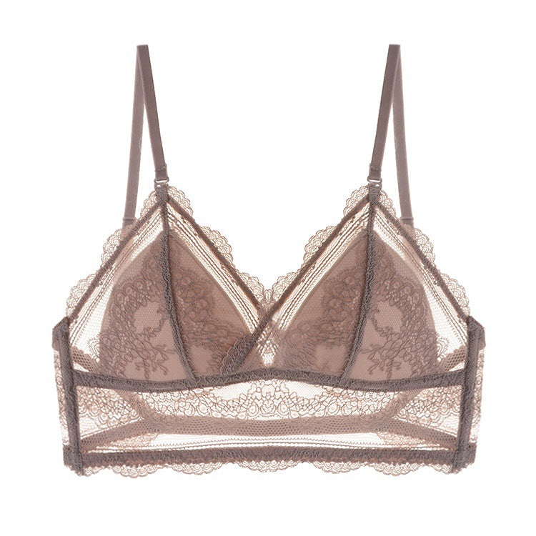 bralette French Sexy U-Shaped Beauty Back Underwear Women Wireless Thin Bra Invisible Backless Lace Triangle Cup Bra Summer