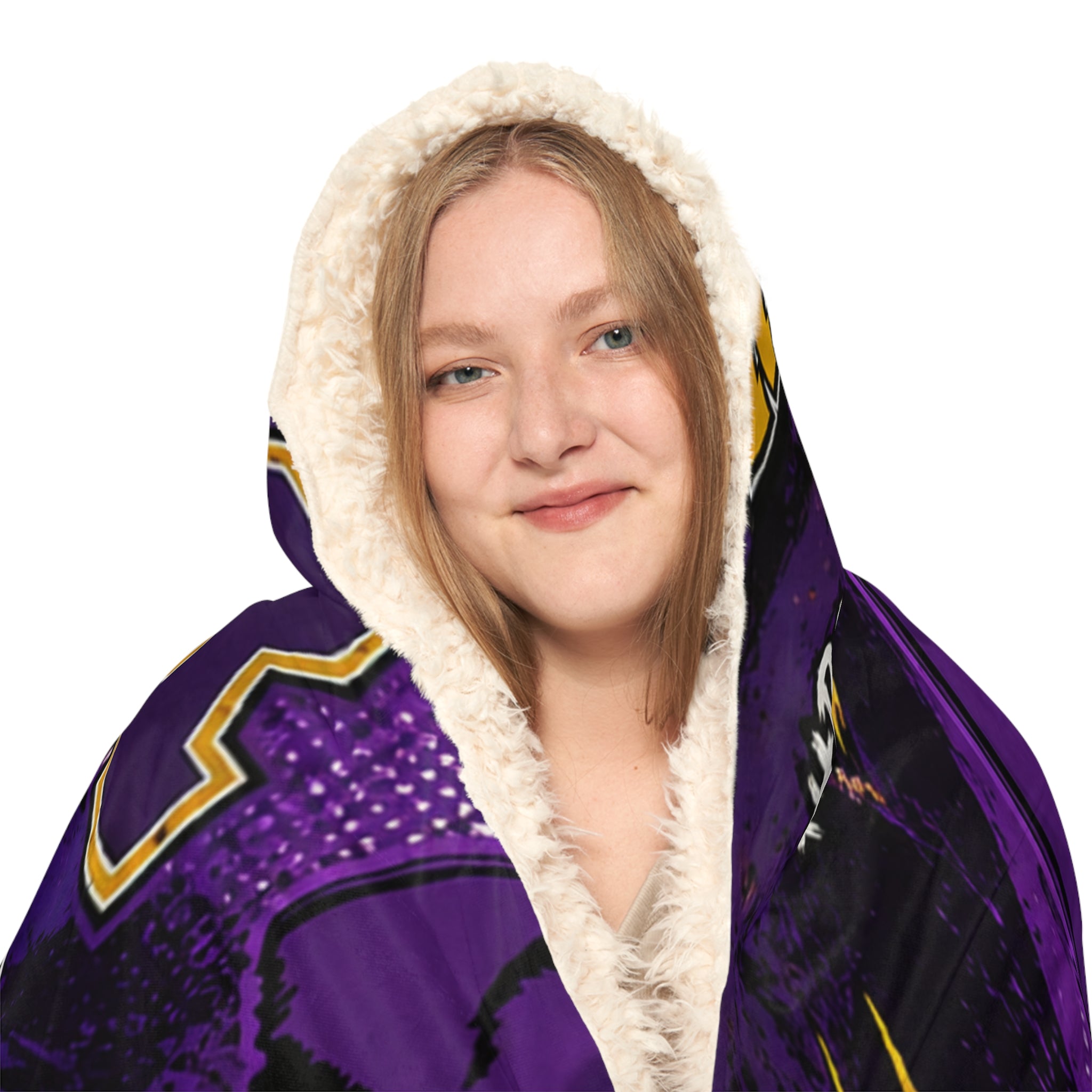 Reynoldsburg Raiders Hooded Snuggle Blanket — Purple Team Logo Fleece, #RaiderPride