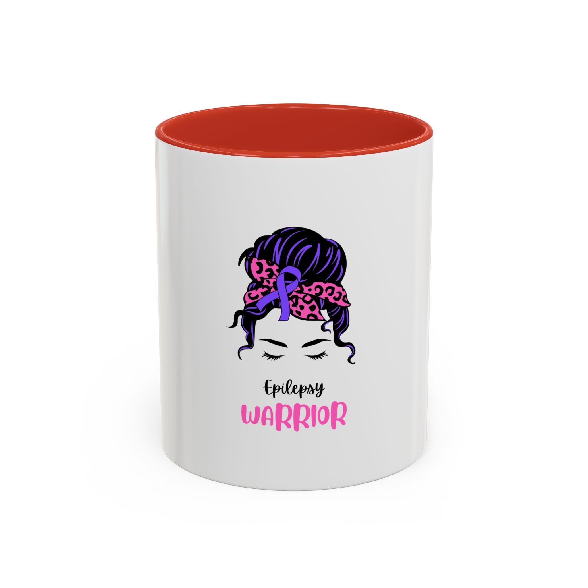 Epilepsy Warrior Coffee Mug — Awareness Ribbon Hair Bun Design (11/15 oz)